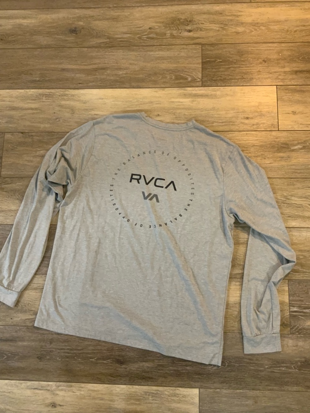 RVCA Light Gray Long Sleeve Logo Crew Tee